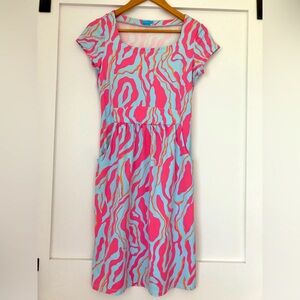 J McLaughlin Emma Dress Catalina Cloth Stretch Blue and Pink Women's Size XS.